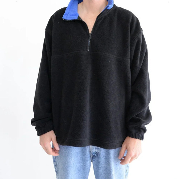 Other - Vintage 90S River  Trader Sport Black And Blue Half Zip Pullover Fleece Sweater